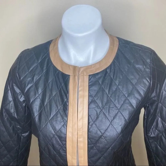 - Joan Rivers Black Taupe faux leather jacket - Picture 4 of 9